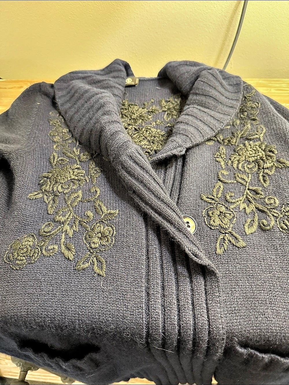 Sonia Bogner Floral Embroidered Cashmere Silk Cardigan Size 8